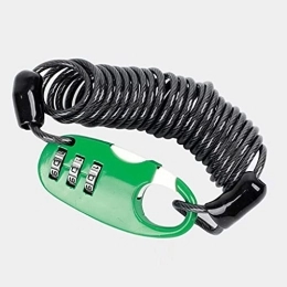 BAFAFA Accesorio Candados de cable para bicicleta, portátil antirrobo Mini 90 cm Elástico Estiramiento Ultraligero Contraseña de 3 dígitos Candado de bicicleta MTB (Verde) (Verde)