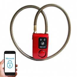 CARACHOME Cerraduras de bicicleta CARACHOME Candado Bici, 110DB App Control Bloqueo de Bicicleta Bloqueo antirrobo para Exteriores Alarma Inteligente Bloqueo Bluetooth Impermeable, Rojo