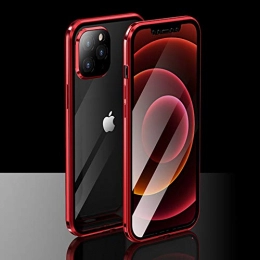 CeeDoo Accesorio Ceedoo Case para iPhone 12 Pro AdsorcióN MagnéTica Transparente Funda Doble Cristal Templado 360 Telephone Carcasa ProteccióN De La CáMara Incorporado, Rojo