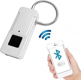 FAY Inteligente De La Huella Digital del Candado, Bluetooth 4.0 IP65 A Prueba De Agua Recargable Candado Antirrobo para Locker/Gimnasio/Puerta/Equipaje/Maleta,Blanco
