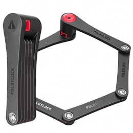 Foldylock Candado Plegable para Bicicleta (Funda de Transporte incluida) se despliega a 90 cm, Black with Red (Single)