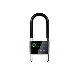 Hduacuge Cerradura Inteligente en U para Control Impermeable con TUYA APP Passcode Fingerprint Safe Electronic Lock,A