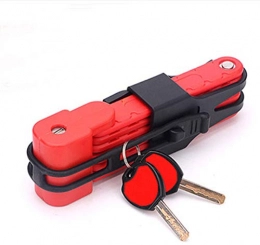 HNMS Accesorio HNMS Bicycle Lock Mountain Bike Universal Anti-Theft Lock Road Bike Dead Fly Folding Lock Folding Motorcycle Six-Section Lock Equipment (Red)