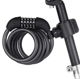HNMS Accesorio Hnsms Bicycle Lock 150Cm Antirrobo Bicicleta portátil Coche Fijo Cable de Acero Cerradura Negra (incluida la Cerradura)