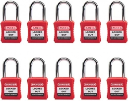 HOLULO Accesorio HOLULO 10pack Candado de seguridad, Cerraduras de bloqueo y etiquetado, Clave diferente, Rojo