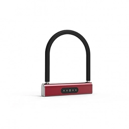 UIOP Accesorio Inteligente BT Contraseña U-Lock Cerraduras de Vidrio Locks Anti-Robo App Controle el Bloqueo doméstico Impermeable para la Motocicleta U1 820 (Color : Red, Size : 204 * 165MM)