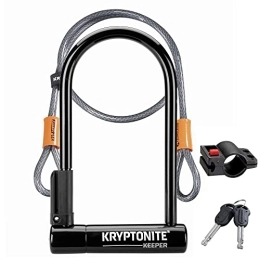 Kryptonite Cerraduras de bicicleta Kryptonite 12 Std W / 4' Flex CANDADO Keeper 12STD+Cable 4, Unisex Adulto, Negro