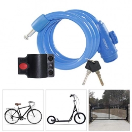 KuaiKeSport Accesorio KuaiKeSport Candado Bici, Alta Seguridad Candado en Espiral Bicicleta con Abrazadera de Soporte Diseño de la Cubierta de Polvo, Candado Bicicleta Cable Antirrobo Bicicleta para Candado Vehículos, Azul