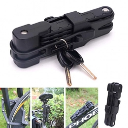 MASO Cerradura plegable para bicicleta, antirrobo universal, con 6 juntas de metal endurecido de alta seguridad, color negro