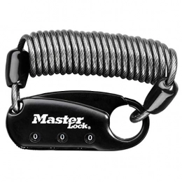 Master Lock Accesorio Master Lock 1551EURDBLK Candado para Mochila con Combinación y Cable Enrollable, Negro, 4.1 x 6 x 1 cm