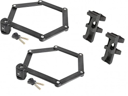 P4B Cerraduras de bicicleta P4B Juego de 2 candados plegables para bicicleta con llaves idénticas, 875 mm de largo, incluye 2 soportes con cierre de velcro