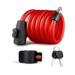 PIANAI Accesorio PIANAI Candado De Bicicleta Antirrobo Bloqueo Cable[1, 8M / 1.2M Cable] [Llave] [Exterior] Ideal para Bicicleta Monopatín Paseante Cortacésped Y Otro Equipo, Rojo, 1.8m