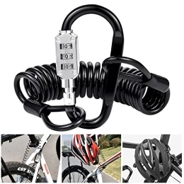 Powerful Bloqueo de bicicleta, Cerradura de casco de motocicleta, Combinación de bicicleta D Lock 3 Digitales con cable de acero, Cerraduras D para bicicletas Moto Snowboard