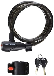 Schwinn Cerraduras de bicicleta Schwinn Cable Cerradura con Llave con luz, Negro, 6 "x 15 mm