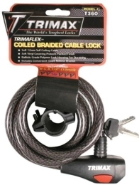 Trimax Cerraduras de bicicleta Trimax T360 Alta Seguridad Bloqueo de Cable con Soporte de liberación rápida, 72 cm de Largo x 8 mm en Espiral