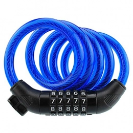 Vory Cerraduras de bicicleta Vory Bike Lock Cable, cable de bicicleta de combinación de 5 dígitos y de repuesto, auto enrollamiento de cable de bicicleta, 12x1200 mm, azul cielo