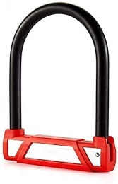 WDSZXH Accesorio WDSZXH Bicicleta Lock Anti-Cut Bloqueo Durable Cerradura en forma de U Apertura anti-violenta con cubierta de polvo para bicicletas Motocicleta eléctrica (Color: Rojo, Tamaño: Un tamaño) (Color: Rojo,