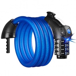 WERNG Accesorio WERNG 1.5M Bicycle Cable Lock, Anti-Theft 5-Digit Password Resetable Mountain Bike Lock, Suitable for Outdoor Bicycle / Motorcycle / Scooter, Azul