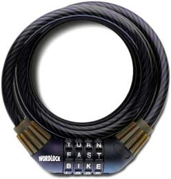 Wordlock Accesorio Wordlock CL-411-BK negro 4-dial. Bicicleta bloqueo de 1, 5 m