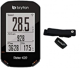 Bryton Ordenadores de ciclismo Bryton 420 Horas Rider con Banda Cardio, Unisex Adulto, Negro, 83.9x49.9x16.9