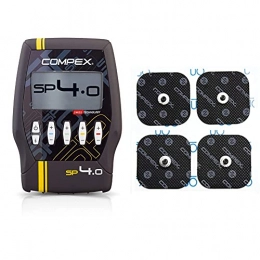 Compex Ordenadores de ciclismo Compex SP 4.0. Electroestimulador, Unisex, Gris + 6260760 Electrodos Easysnap Performance, 5 X 5 cm, Pack de 4
