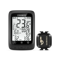 CooSpo Accesorio COOSPO BC107 Ciclocomputador GPS y Sensor de Cadencia Velocidad Bluetooth 5.0 Ant+, Computadora de Ciclismo con IP67 Impermeable, Bicicleta GPS para Bicicleta de Carretera MTB