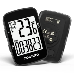 CooSpo Accesorio COOSPO BC26 Ciclocomputador Bicicleta GPS Bluetooth, Ciclismo Ordenador Inalámbrico con Alarma de Velocidad, Pantalla LCD de 2.3 Pulgadas IPX7 Impermeable para Bicicleta de Carretera MTB Bicicleta