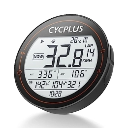 CYCPLUS Accesorio CYCPLUS Ordenador de Bicicleta GPS, Ordenador de Bicicleta inalámbrico, Resistente al Agua, IPX6, velocímetro Ant+, Ordenador de Bicicleta inalámbrico, Bluetooth, Compatible con Strava
