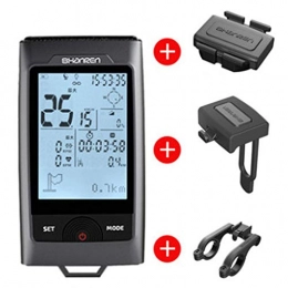 EDW Accesorio GPS bicicletas odómetro de la computadora con el sensor de velocidad inalámbrico y cadencia inteligente Advertencia Faro impermeable al aire libre de la bicicleta Velocímetro Precisión 0, 0001 Negro
