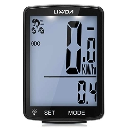Lixada Accesorio Lixada Computadora de Bicicleta Inalámbrica Multifunción Pantalla LCD Odómetro de Bicicleta de Montaña IPX6 Impermeable Temperatura Medible Cronómetro Accesorios para Montar