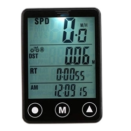 Yaunli Ordenadores de ciclismo Ordenador de bicicleta Botón LCD multifuncional inalámbrica de bicicletas ordenador cuentakilómetros velocímetro velocímetro bici de la velocidad a prueba de agua ( Color : Black , Size : One size )