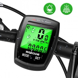 SGODDE - Ordenador de bicicleta inalámbrico, inalámbrico, impermeable, gran pantalla LCD retroiluminada con contador de distancia, despertador automático, sensor de movimiento y soporte y accesorio