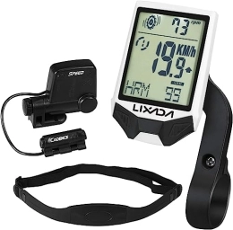WWFAN Ordenadores de ciclismo WDX- Monitor de frecuencia cardíaca de cadencia, computadora inalámbrica de ciclismo con sensor de frecuencia cardíaca multifuncional a prueba de lluvia computadora de ciclismo con retroiluminación