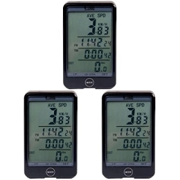 ABOOFAN Ordinateurs de vélo ABOOFAN Lot de 3 chronomètres, compteur de vitesse et compteur kilométrique LCD étanche Noir