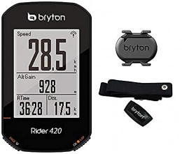 Bryton Ordinateurs de vélo Bryton 420t Rider avec Cadence et Bande Cardio Mixte, Noir, 83.9x49.9x16.9
