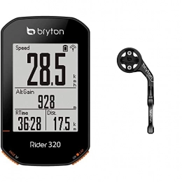 Bryton Accessoires Bryton Rider 320E Compteur de vélo GPS, Écran 2.3", Noir & Autro Support Avant Sport Mount en Aluminium Rider pour Guidon