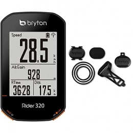 Bryton Ordinateurs de vélo Bryton Rider 320E Compteur de vélo GPS, Écran 2.3", Noir & DS02 - Capteur de Vitesse et Cadence pour vélo, Unisexe, pour Adulte, Taille M - Noir