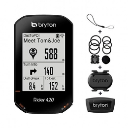 Bryton Ordinateurs de vélo Bryton Rider 420T Compteur de vélo GPS avec capteur de cadence et HRM Autonomie de la batterie 35 heures