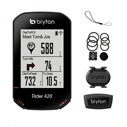 Bryton Ordinateurs de vélo Bryton Rider 420T GPS vélo vélo (cadence+capteurs HRM inclus), longue durée de vie de la batterie de 35 heures, piste de pain-grogne avec piste de suivi de virage. 5 systèmes satellites pour une précision extrême.