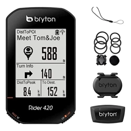Bryton Accessoires Bryton Rider 420T Ordinateur de vélo GPS avec capteurs Cadence + HRM Autonomie de la batterie 35 heures
