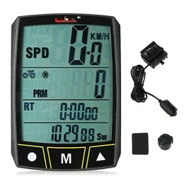 QuRRong Ordinateurs de vélo Compteur de vélo avec capteur de chronomètre, étanche, avec rétroéclairage LED, sans fil, avec câble avec écran LCD pour vélo de route VTT (Size : Wired ; Couleur : noir)