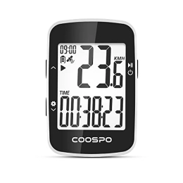 CooSpo Accessoires COOSPO BC26 Compteur Velo GPS, Bluetooth 5.0 Ordinateur Vélo Kilométrique Odomètre, Écran LCD rétroéclairé de 2.3 Pouces Compatible avec Strava, Route et VTT