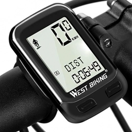 Icocopro Compteur de vélo 5 langues disponibles sans fil étanche Vélo Compteur de vitesse et Odomètre avec capteur de cadence automatique Réveil multifonction LCD Bakclight