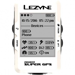LEZYNE Accessoires Lezyne amélioré Super Ordinateur de vélo GPS, Blanc métallique, Taille Unique