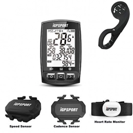 MLSice Ordinateurs de vélo MLSice iGPSPORT Ordinateur de vélo sans Fil GPS avec Ceinture de fréquence Cardiaque et capteur de Vitesse + capteur de Cadence avec Fonction Ant + Bluetooth