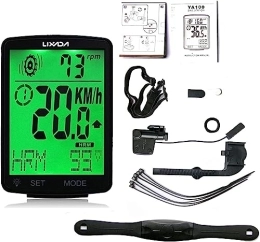 SAFWEL Accessoires Ordinateur de vélo sans Fil Trois en Un Affichage LCD Multifonctionnel Ordinateur de vélo capteur de fréquence Cardiaque Compteur de Vitesse de vélo (Color : Black, Size : Green Backlight)
