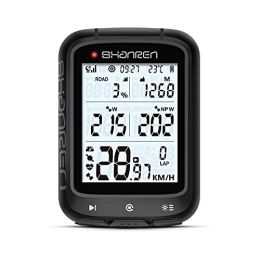 SHANREN Ordinateurs de vélo SHANREN MILES GPS Compteur de vélo BLE & ANT+ sans fil avec estimation de puissance, contrôle du feu arrière, rétroéclairage automatique, étanchéité IPX7