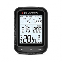 SHANREN Ordinateurs de vélo SHANREN Miles GPS Compteur de vélo sans fil BLE & ANT+ avec estimation de puissance, rétroéclairage automatique, étanchéité IPX7