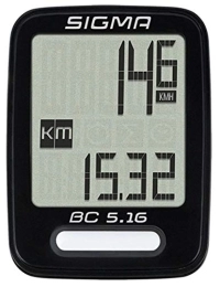 Sigma Ordinateurs de vélo Sigma BC 5.16 Compteur de vélo avec Fil Mixte Adulte, Noir, 3, 5x7, 8x11, 3