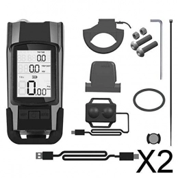 SM SunniMix Accessoires SM SunniMix 2X 3 dans 1 Multifonctionnel Ordinateur de Vélo Ordinateur de Vélo Compteur de Vitesse Phare Corne, Automatique de Réveil Rétro-Éclairage Chronomètre
